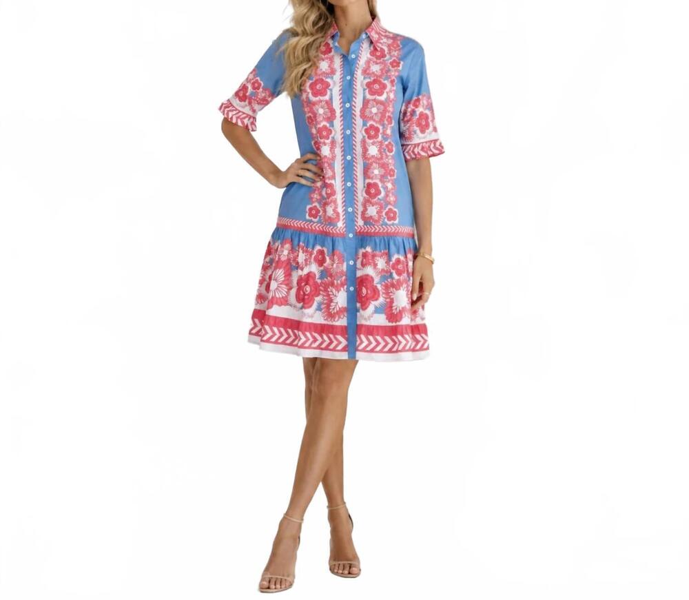 NEW ISLAPAYAL lisbon mini pallet dress in peony blue